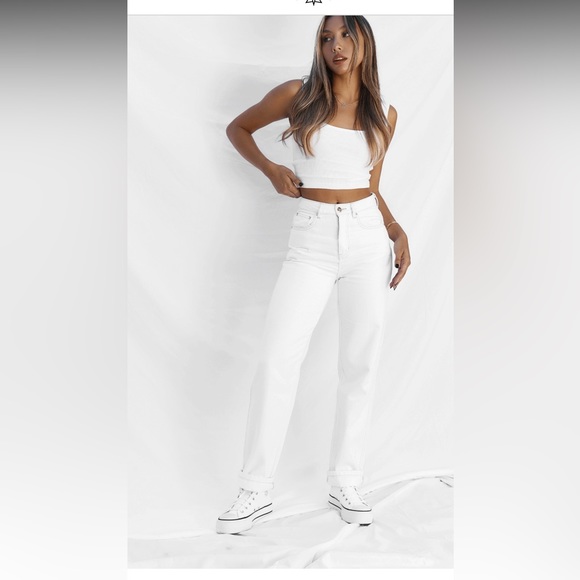 All Things Golden A.T.G. THE HIGH RISE STRAIGHT LEG - CRISP WHITE - Picture 6 of 6